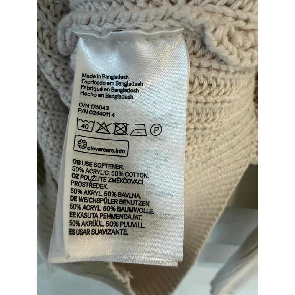 H&M Basic Beige Chunky Knit Sweater Crewneck Size XS Cozy Neutral Pullover - Picture 4 of 6